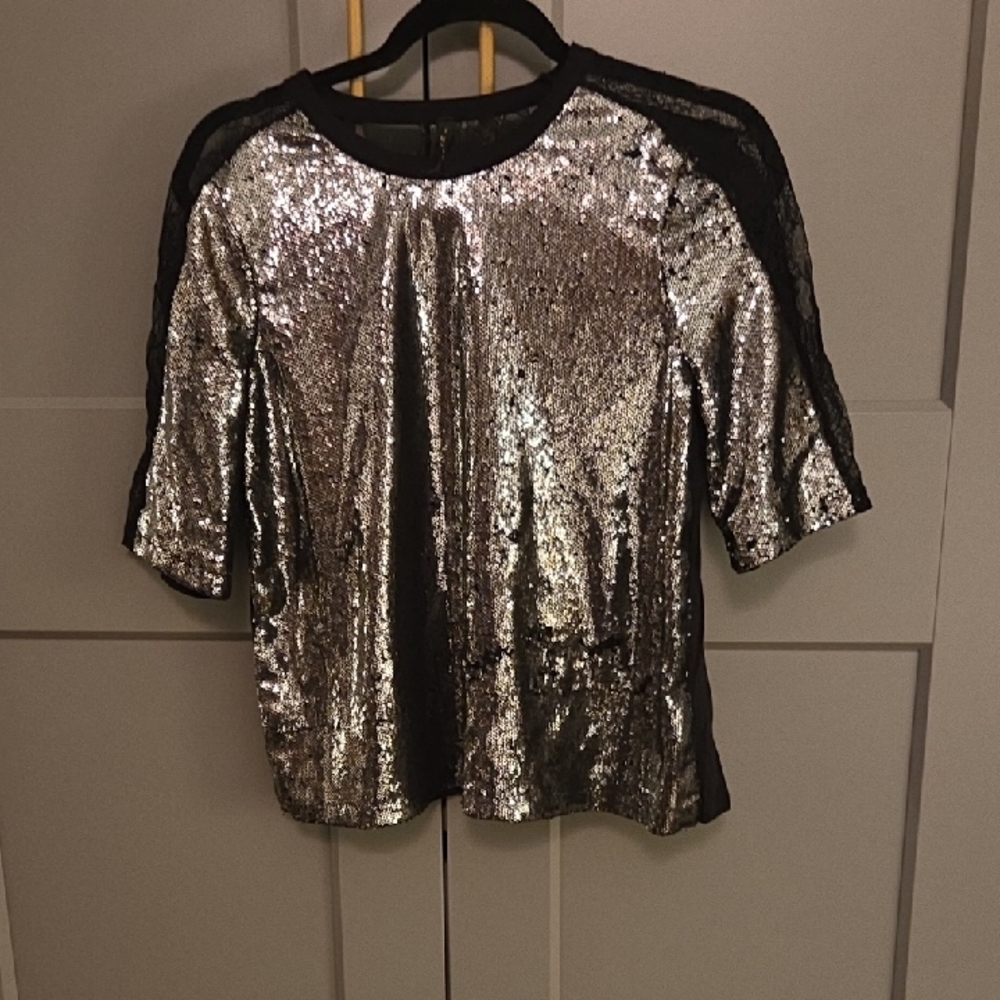 Glamorous Sequin Black and Silver Blouse